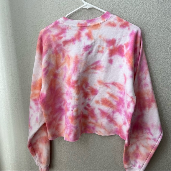 bffs & babes pink tie dye crop long sleeve sweatshirt womens S - Picture 2 of 5